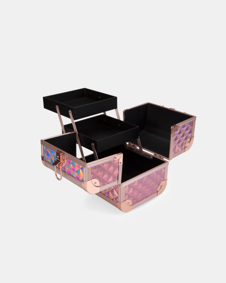 Kufer Kosmetyczny Diamentowy Mini Holographic Rose Gold