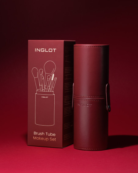 Zestaw pędzli do makijażu w tubie (Burgundowy)