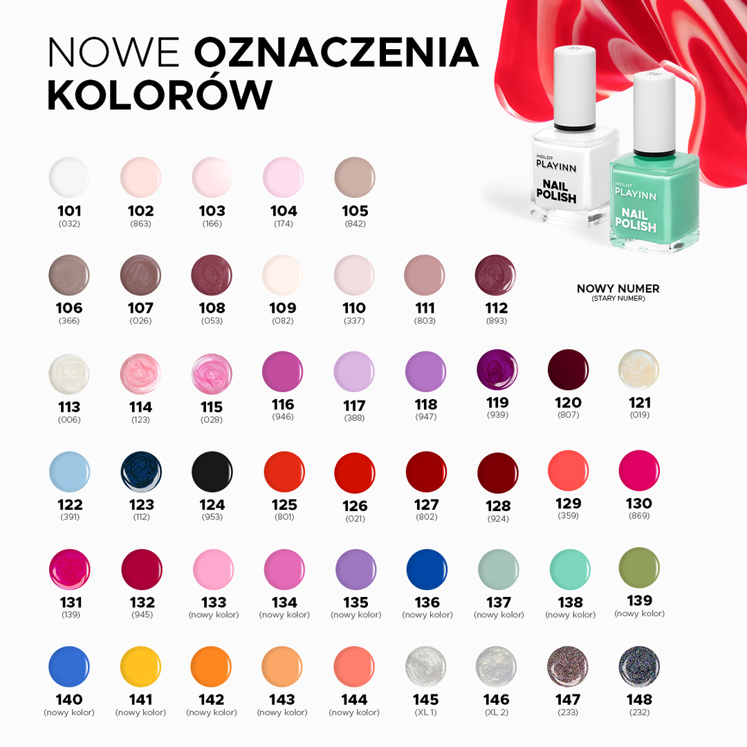 Oznaczenia kolorów lakierów INGLOT PLAYINN