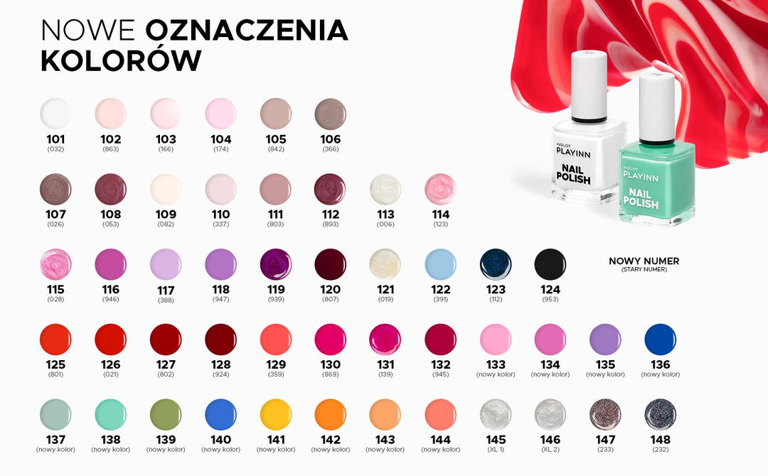 Oznaczenia kolorów lakierów INGLOT PLAYINN